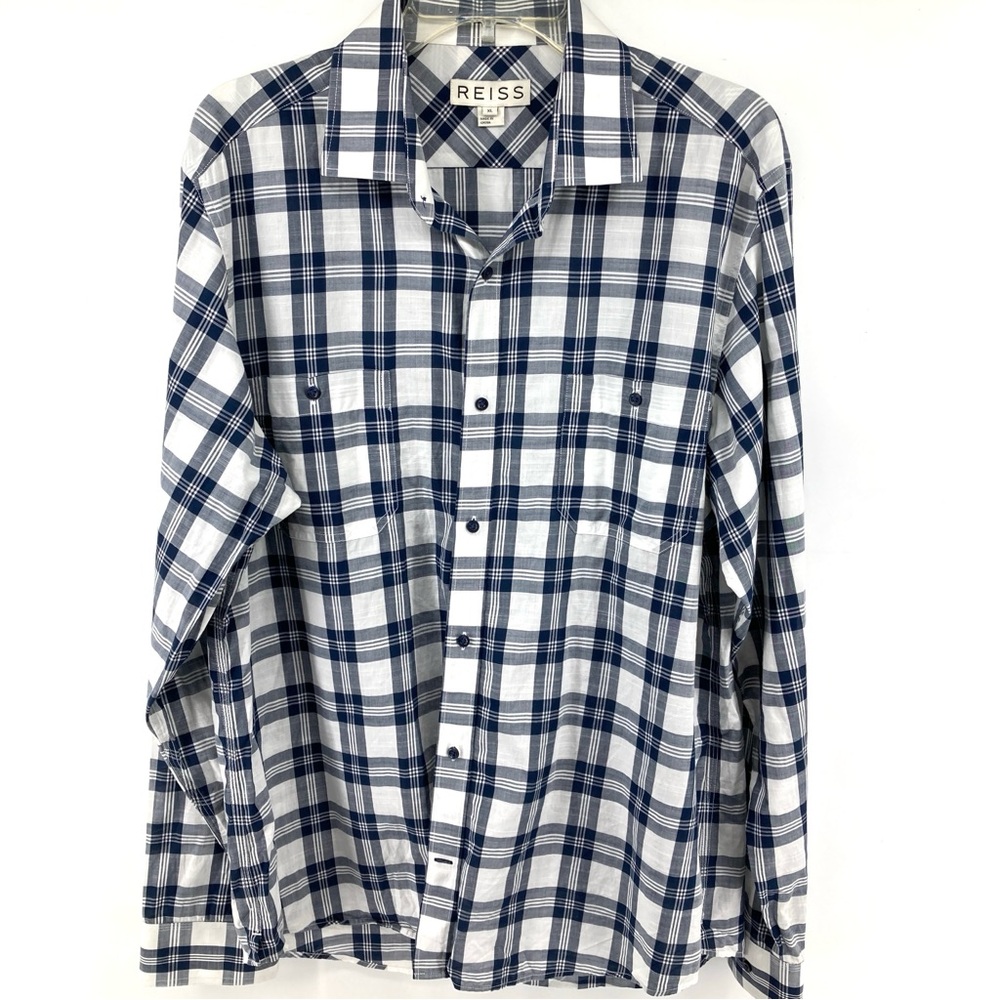 Reiss Blue Plaid Button Up Shirt